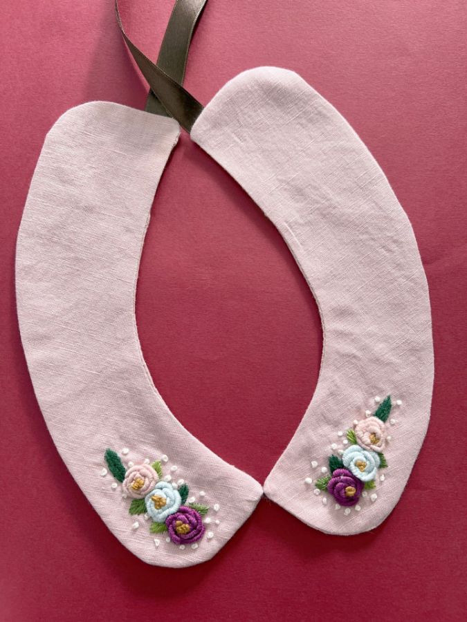 [Free Pattern] Hand embroidered peter pan collar 1